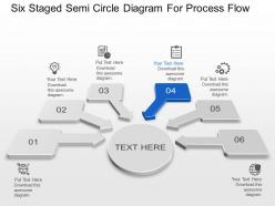 Six staged semi circle diagram for process flow powerpoint template slide