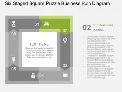 Six staged square puzzle business icon diagram flat powerpoint design
