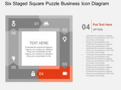 Six staged square puzzle business icon diagram flat powerpoint design