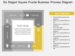 Six staged square puzzle business process diagram flat powerpoint design