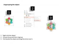 Six staged star design info chart with globe ppt presentation slides
