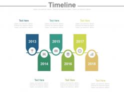 Six staged tag timeline with years powerpoint slides