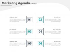Six Staged Tags For Marketing Agenda Analysis Powerpoint Slide