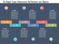 Six staged target achievement and business icon diagram flat powerpoint design