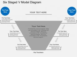 Six staged v model diagram flat powerpoint design