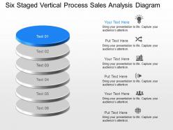Six staged vertical process sales analysis diagram powerpoint template slide
