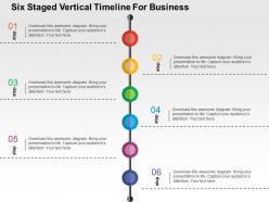 Six staged vertical timeline for business flat powerpoint design