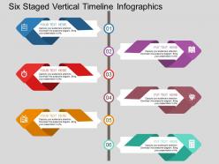 Six staged vertical timeline infographics flat powerpoint design