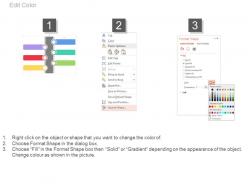 Six staged vertical timeline with tags powerpoint slides