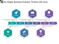 Six stages business evolution timeline with icons