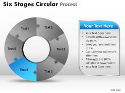 Six stages circular process powerpoint slides