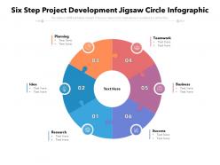 Six step project development jigsaw circle infographic
