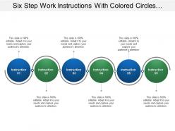 Six step work instructions with colored circles and lines