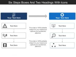 Six steps boxes and two headings with icons