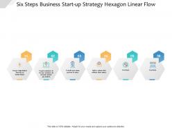 Six steps business start up strategy hexagon linear flow