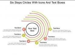 Six steps circles with icons and text boxes