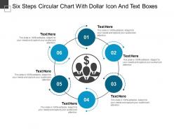 Six steps circular chart with dollar icon and text boxes