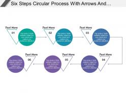 Six steps circular process with arrows and text holders