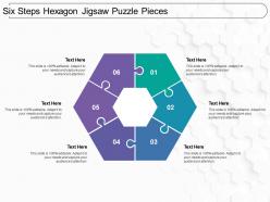 Six steps hexagon jigsaw puzzle pieces