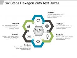 Six steps hexagon with text boxes
