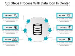 Six steps process with data icon in center