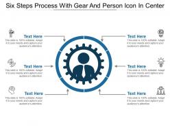 Six steps process with gear and person icon in center