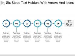 Six steps text holders with arrows and icons