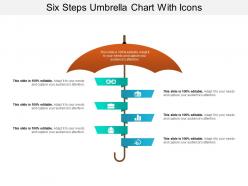Six steps umbrella chart with icons