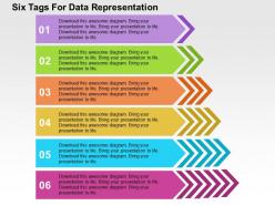 Six tags for data representation flat powerpoint design