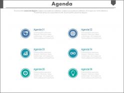Six variable sales agenda analysis diagram powerpoint slides