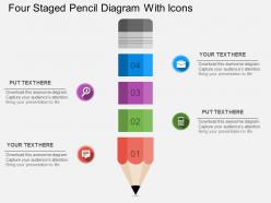 Sj four staged pencil diagram with icons flat powerpoint design