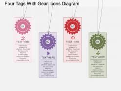 Sk four tags with gear icons diagram flat powerpoint design