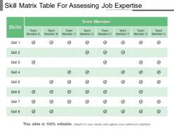 Skill matrix table for assessing job expertise ppt example file