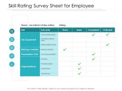 Skill rating survey sheet for employee