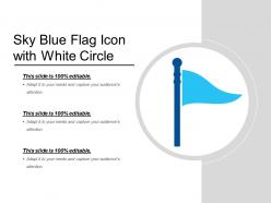 Sky blue flag icon with white circle