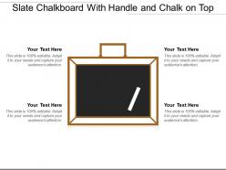 Slate chalkboard with handle and chalk on top