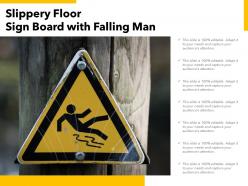 Slippery floor sign board with falling man