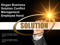 Slogan business solution conflict management employee hand