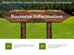Slogan two way arrow showing business information