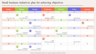 Small Business Initiatives Plan For Achieving Objectives