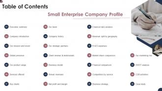 Small Enterprise Company Profile Table Of Contents
