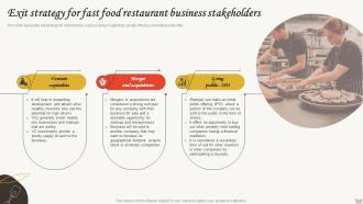 Small Restaurant Business Plan Exit Strategy For Fast Food Restaurant Business Stakeholders BP SS