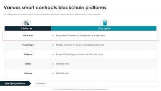 Smart Contracts Implementation Plan Various Smart Contracts Blockchain Platforms