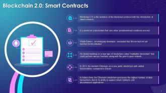 Smart Contracts Introduction In Blockchain 2 0 Training Ppt