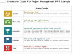 Smart icon goals for project management ppt example