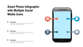 Smart phone infographic with multiple social media icons