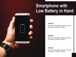 Smartphone with low battery in hand