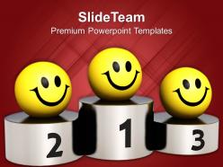 Smileys on winner podium competition powerpoint templates ppt themes and graphics