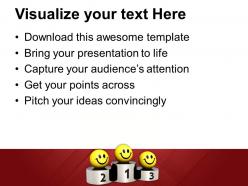 Smileys on winner podium competition powerpoint templates ppt themes and graphics