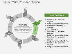 Sn six staged circle of ribbons and icons flat powerpoint design